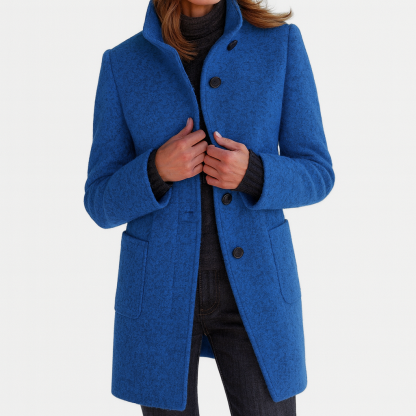 Women's elegant stand-collar wool winter coat