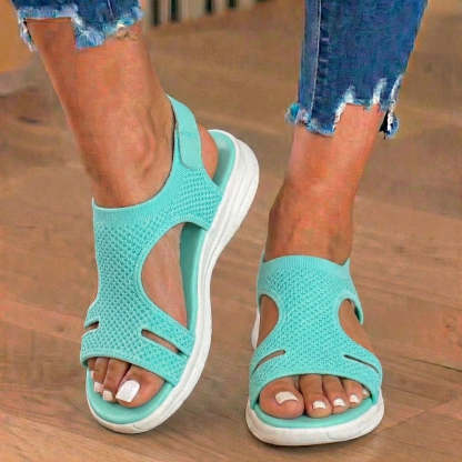 Orthopedic Knit Platform Sandals - Cutout Design & Slingback Strap