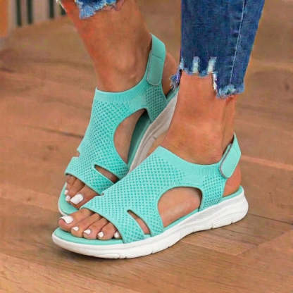 Orthopedic Knit Platform Sandals - Cutout Design & Slingback Strap