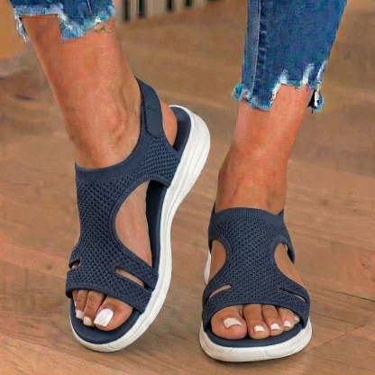 Orthopedic Knit Platform Sandals - Cutout Design & Slingback Strap