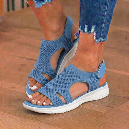 Orthopedic Knit Platform Sandals - Cutout Design & Slingback Strap