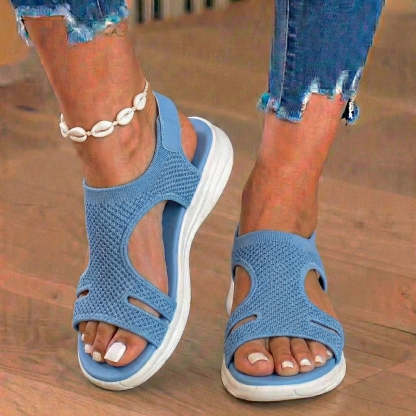 Orthopedic Knit Platform Sandals - Cutout Design & Slingback Strap