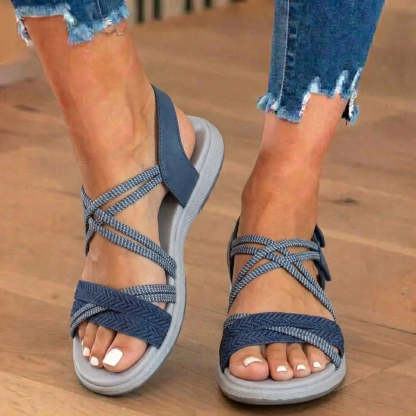 Orthopedic Woven Sandals - Braided Strappy Design & Textured Multi-Band Support