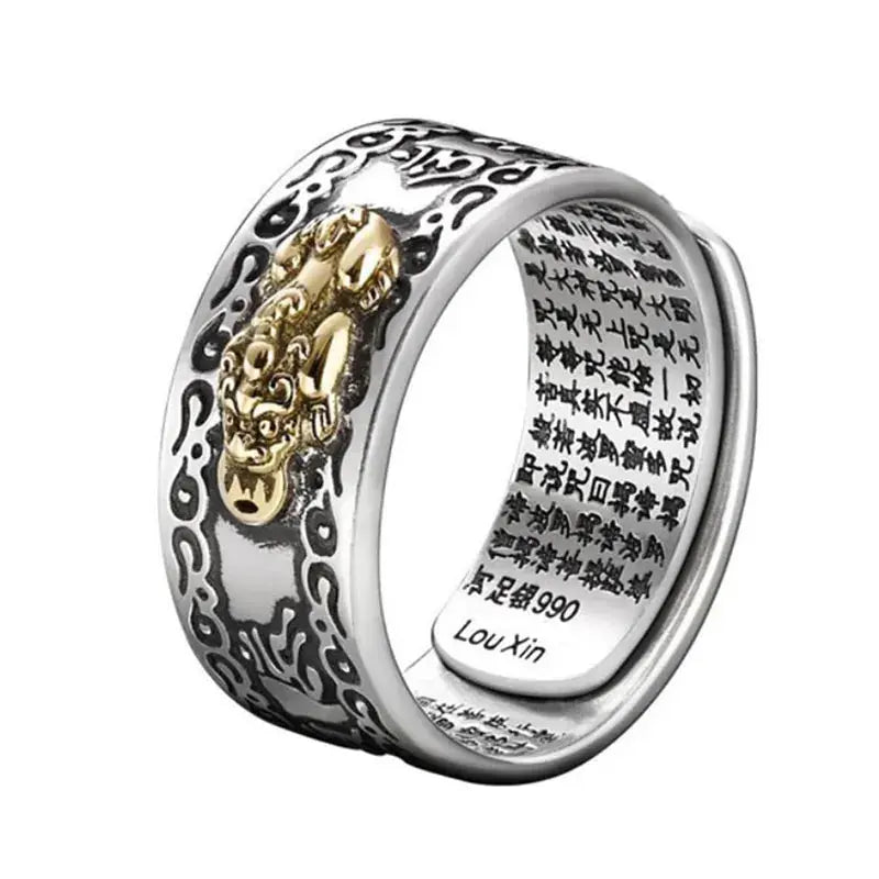 Buddhist Feng Shui Pixiu Ring: Adjustable Wealth & Protection Amulet