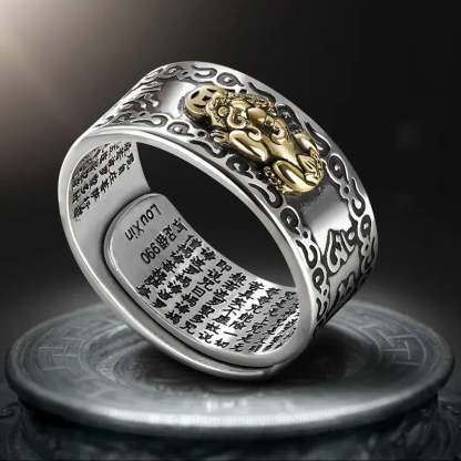 Buddhist Feng Shui Pixiu Ring: Adjustable Wealth & Protection Amulet