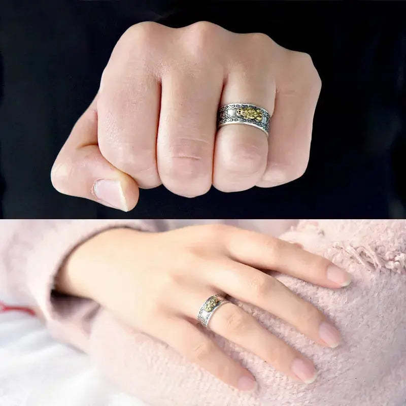 Buddhist Feng Shui Pixiu Ring: Adjustable Wealth & Protection Amulet