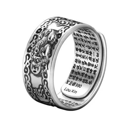 Buddhist Feng Shui Pixiu Ring: Adjustable Wealth & Protection Amulet