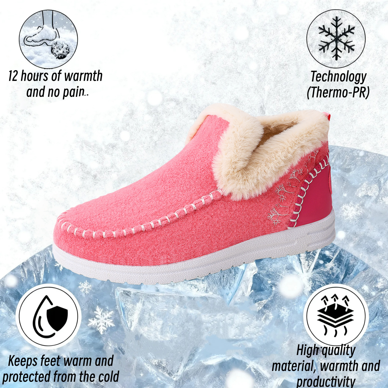 Womens Orthopedic Winter Wool Snow Boots Cozy Winter Shoes