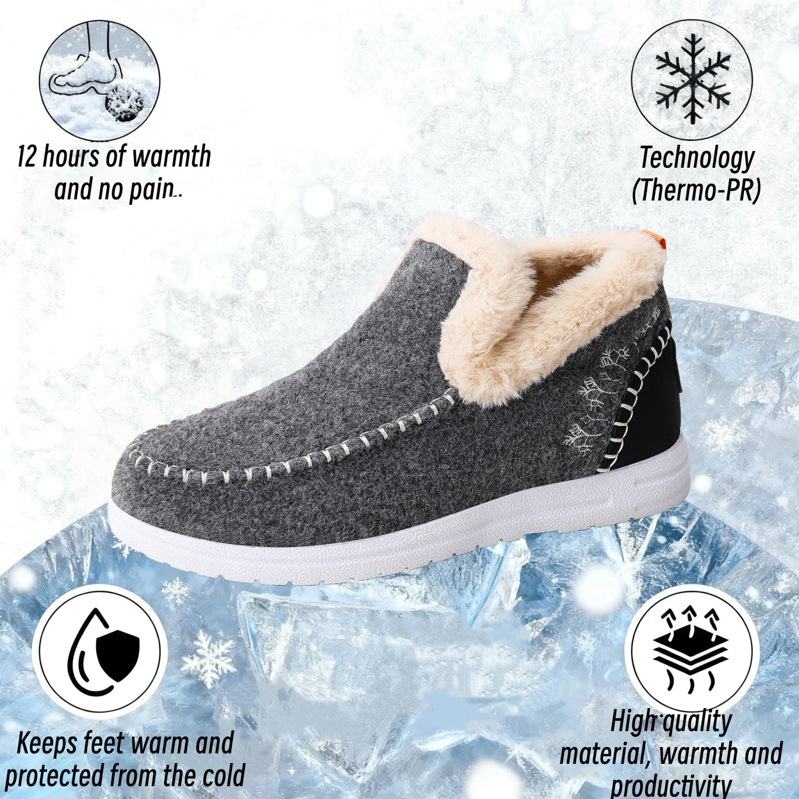 Womens Orthopedic Winter Wool Snow Boots Cozy Winter Shoes
