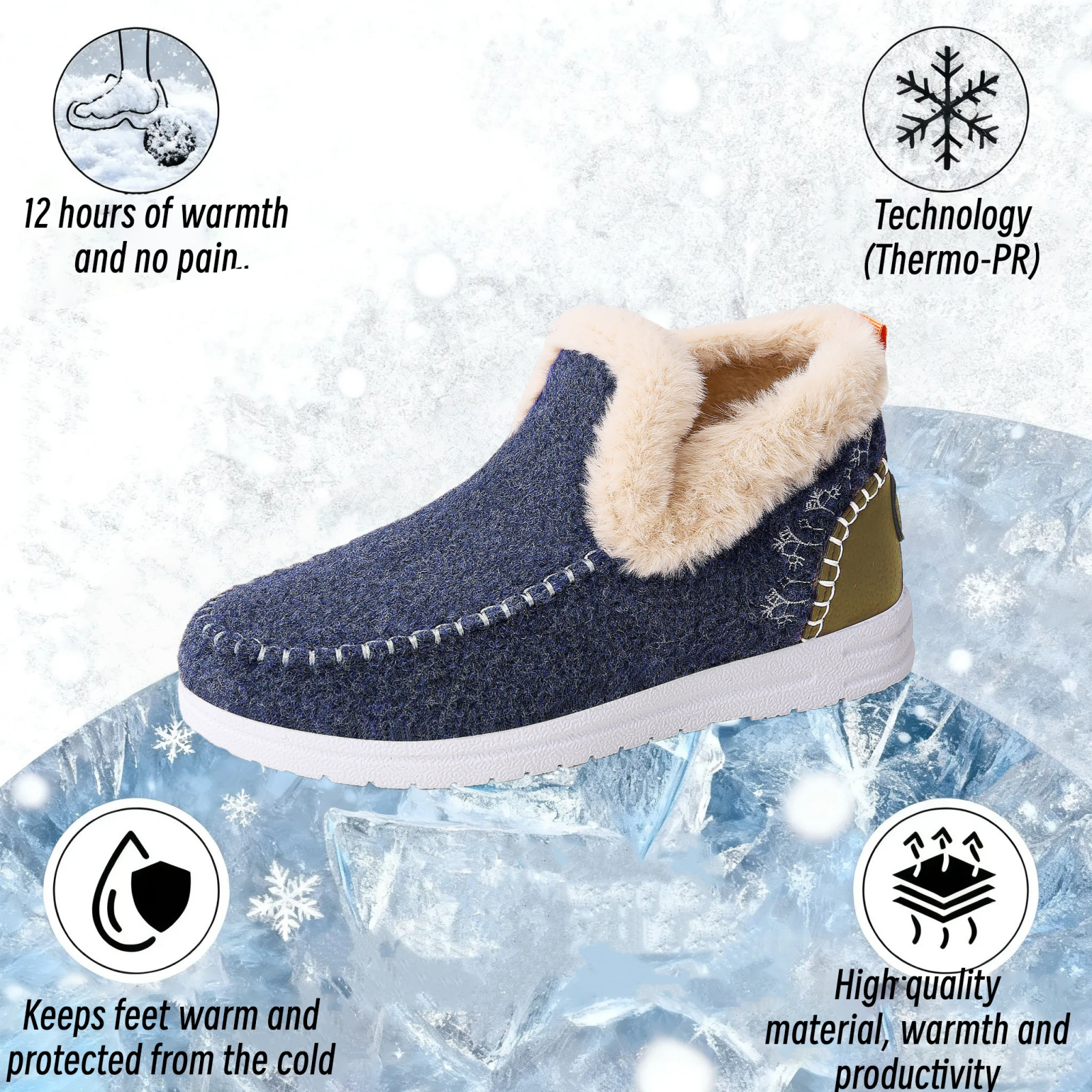 Womens Orthopedic Winter Wool Snow Boots Cozy Winter Shoes