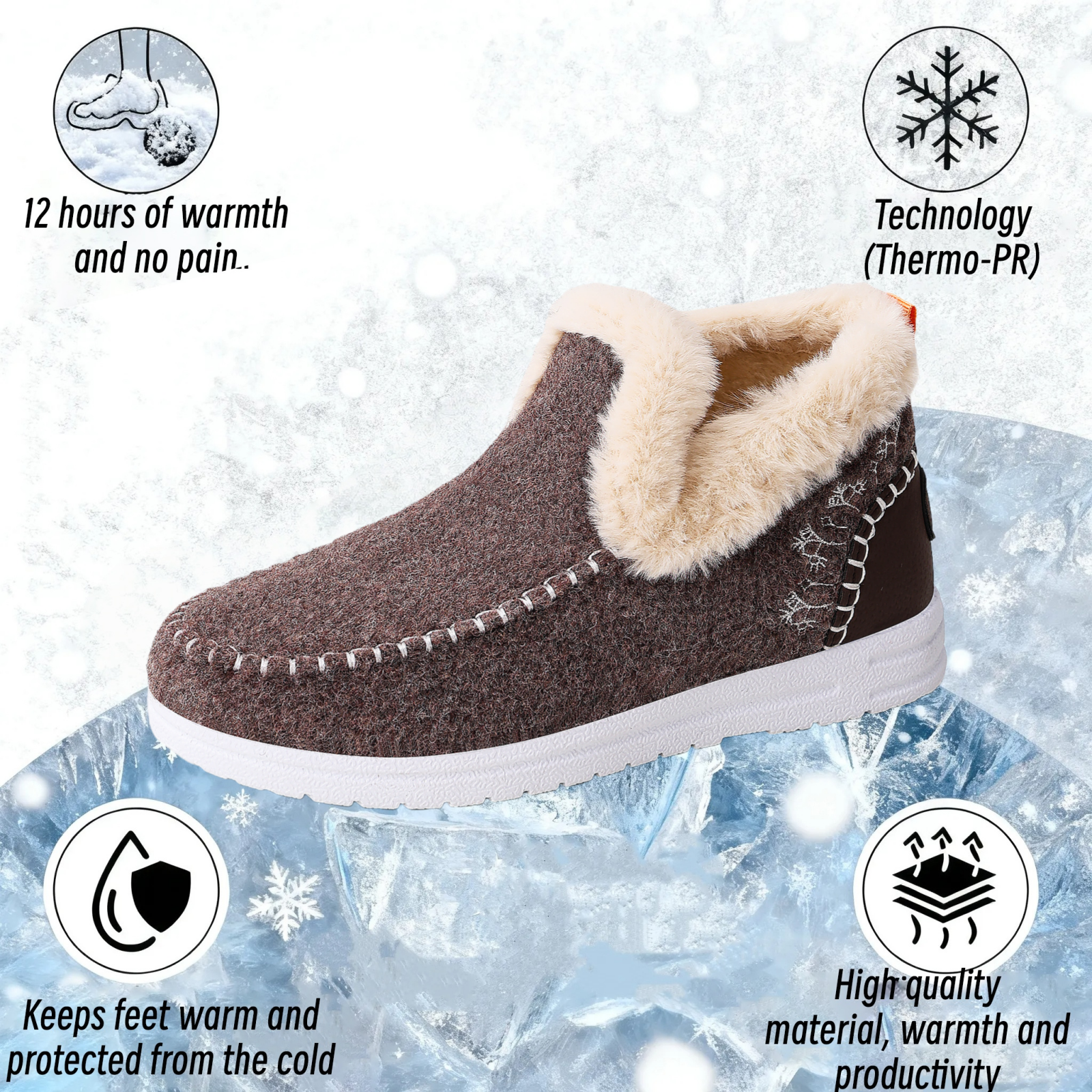 Womens Orthopedic Winter Wool Snow Boots Cozy Winter Shoes