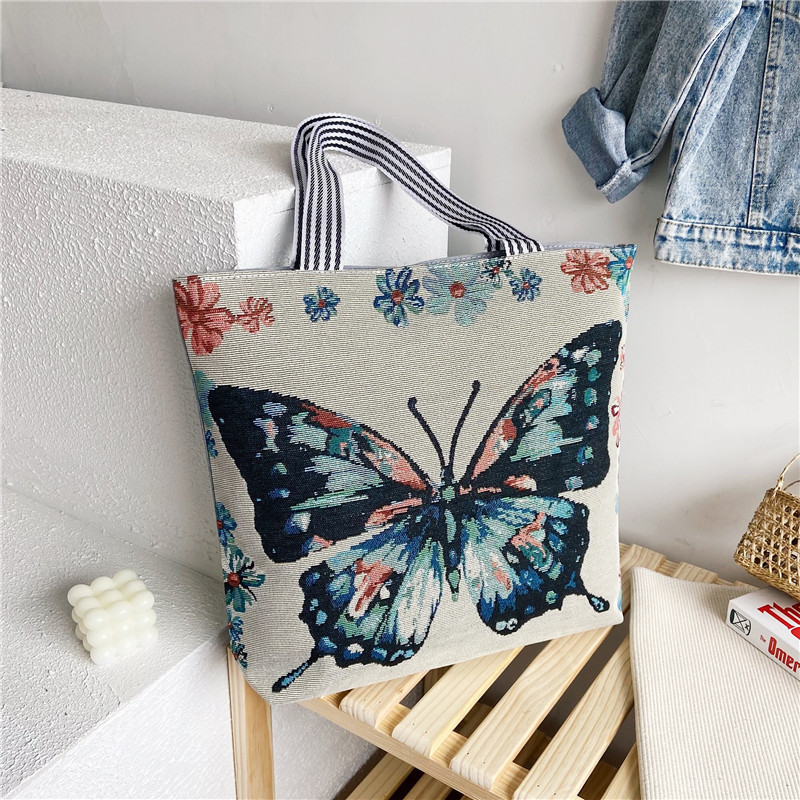 Artistic Vintage Fashion Illustrated Embroidered Shoulder Tote Bag👜