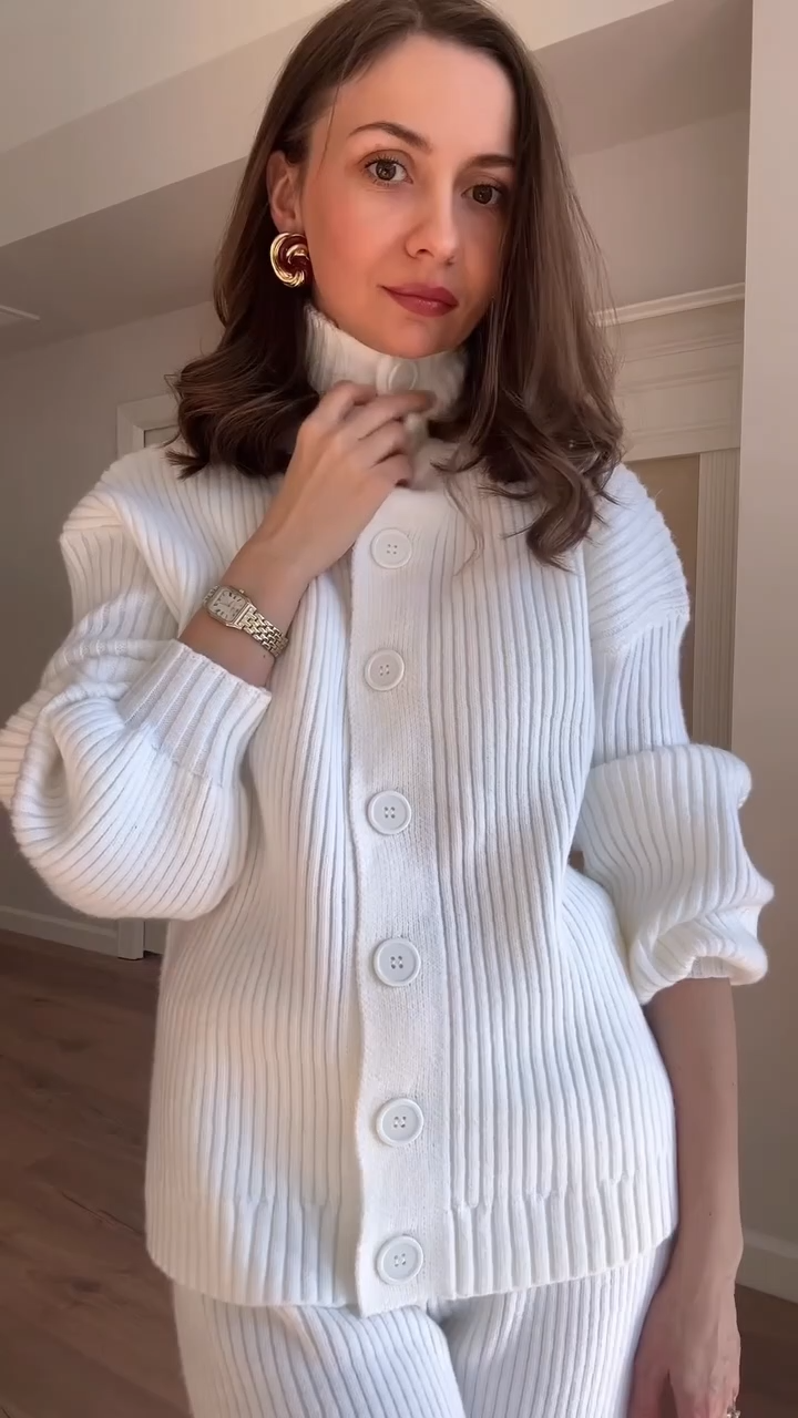 Women's Cozy Cardigan Sweater and Pants Two-Piece Set