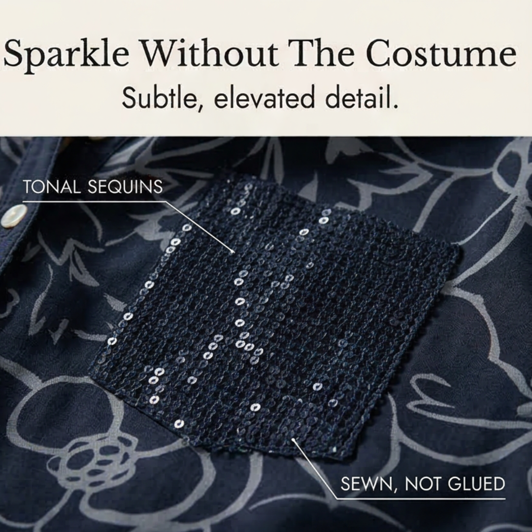 Ravopeak™ – Sequin Pocket Floral Blouse
