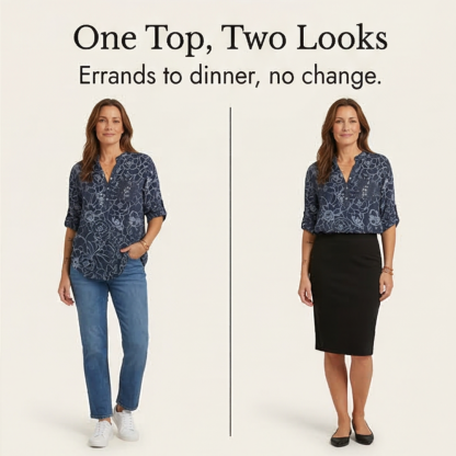 Ravopeak™ – Sequin Pocket Floral Blouse