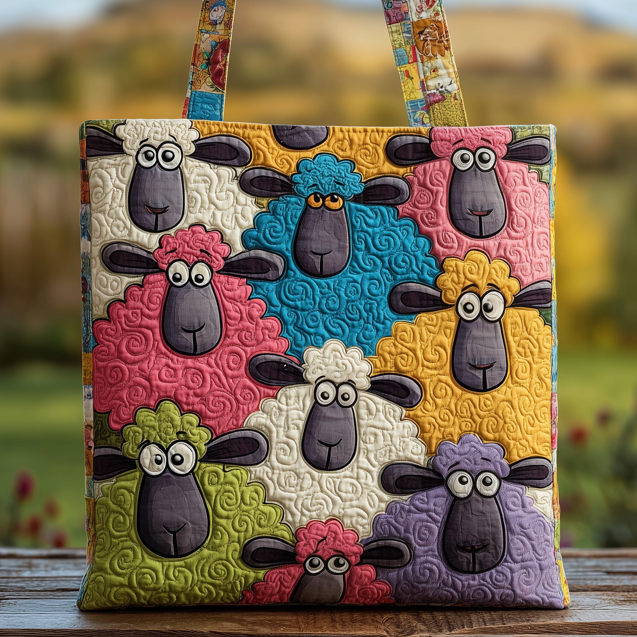 Whimsical Sheep Quilted Tote Bag GFTOMA2713