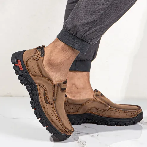 🔥Men's Casual Non-Slip Comfy Breathable Leather Slip On Lofers