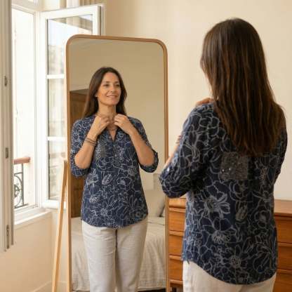 Ravopeak™ – Sequin Pocket Floral Blouse