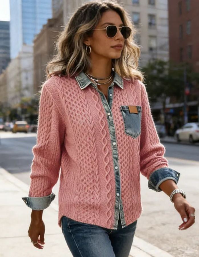 Clearance Sale 🔥 Women's Elegant Knitted Denim Shirt