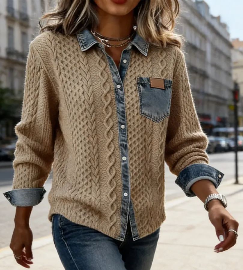 Clearance Sale 🔥 Women's Elegant Knitted Denim Shirt