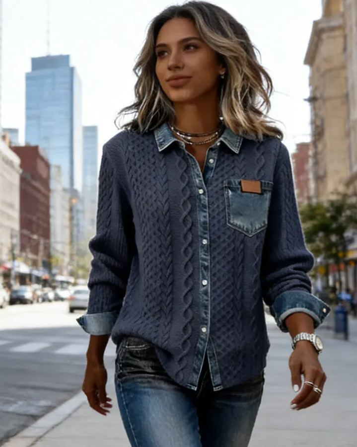Clearance Sale 🔥 Women's Elegant Knitted Denim Shirt