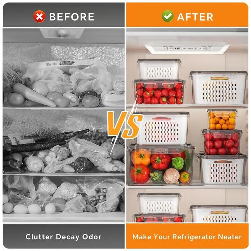 🔥Food Storage Containers for Fridge with Removable Colander