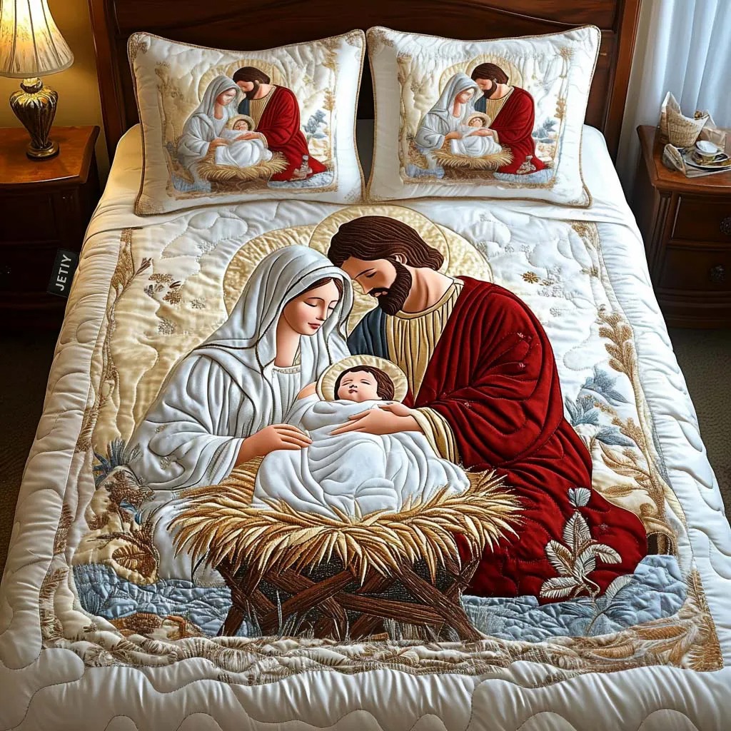 Best-selling series: Art Deco style three-piece quilted bedding set (NCU0VT97)