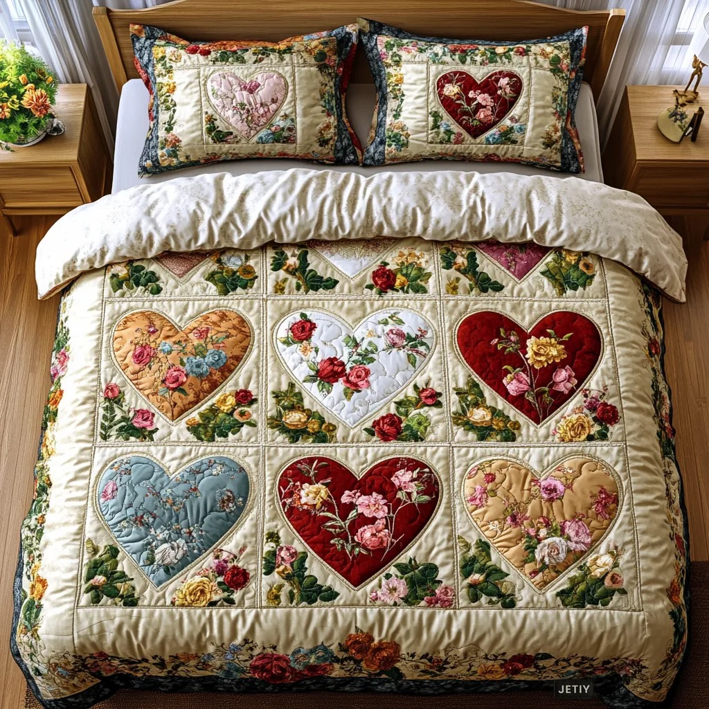 Best-selling series: Art Deco style three-piece quilted bedding set (NCU0VT97)