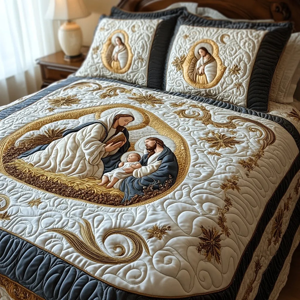 Soft Cloud Manger Holy Family Quilted Bedding Set NCU0DV005