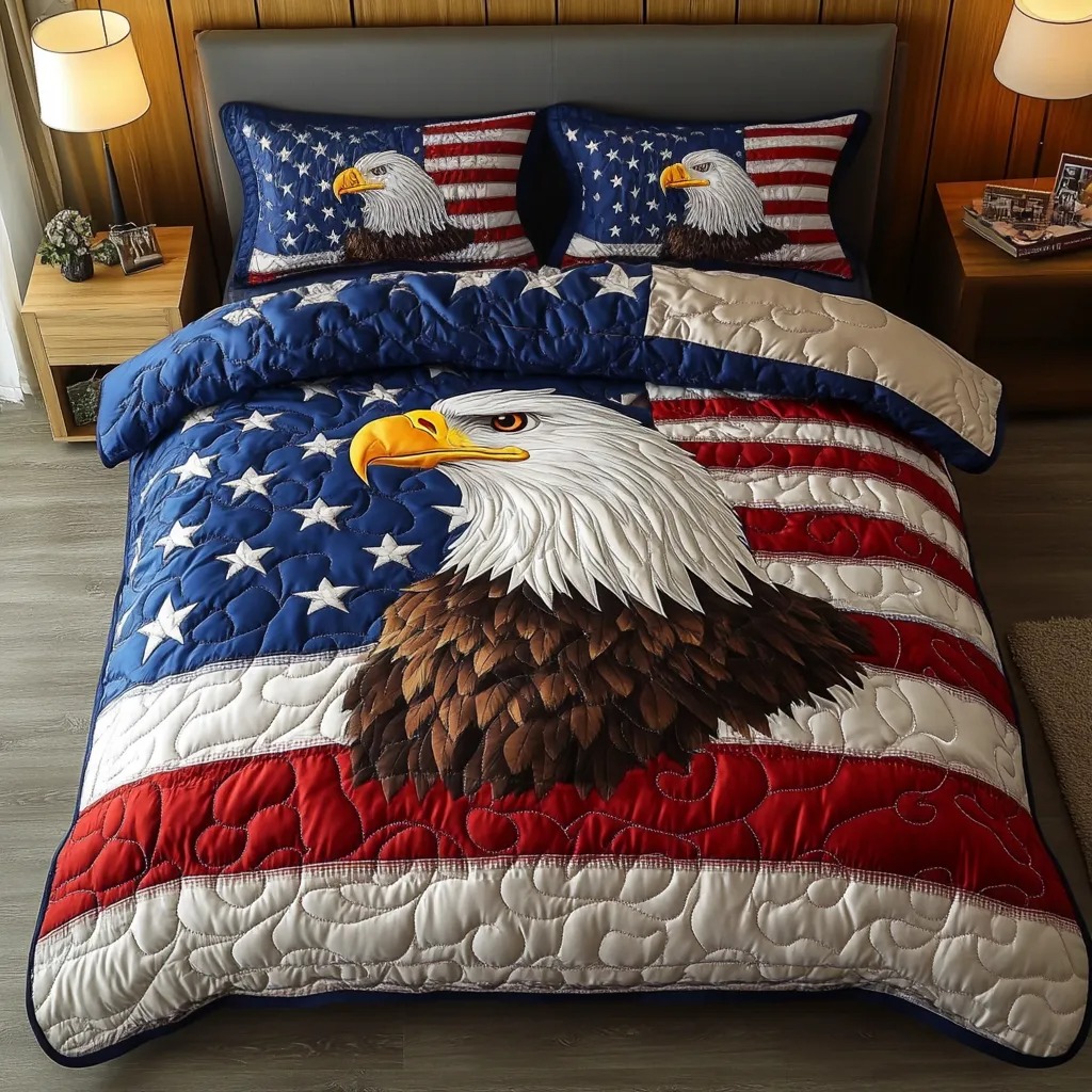 Best-selling series: Art Deco style three-piece quilted bedding set (NCU0VT97)