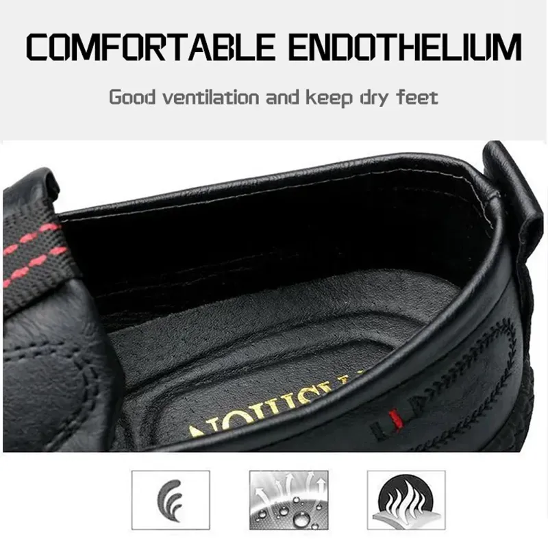 2025 new men's soft bean shoes business casual men's leather shoes a slip-on