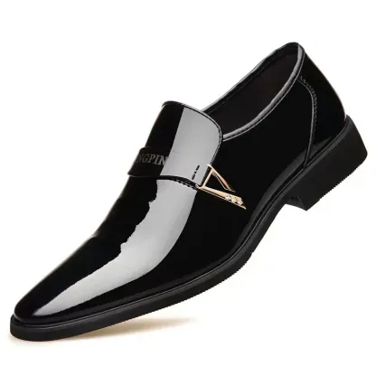 2025 men's shoes new pointed bright patent leather business leather shoes