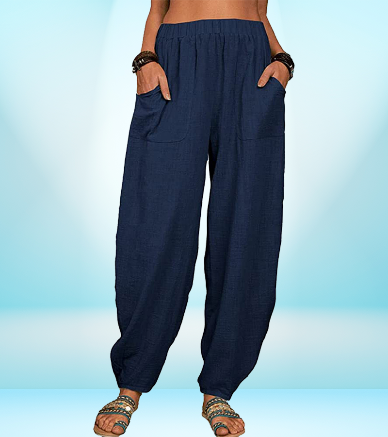 Women's Casual Cotton Linen Pants – Loose Fit, Breathable, with Pockets | Summer Lounge Trousers