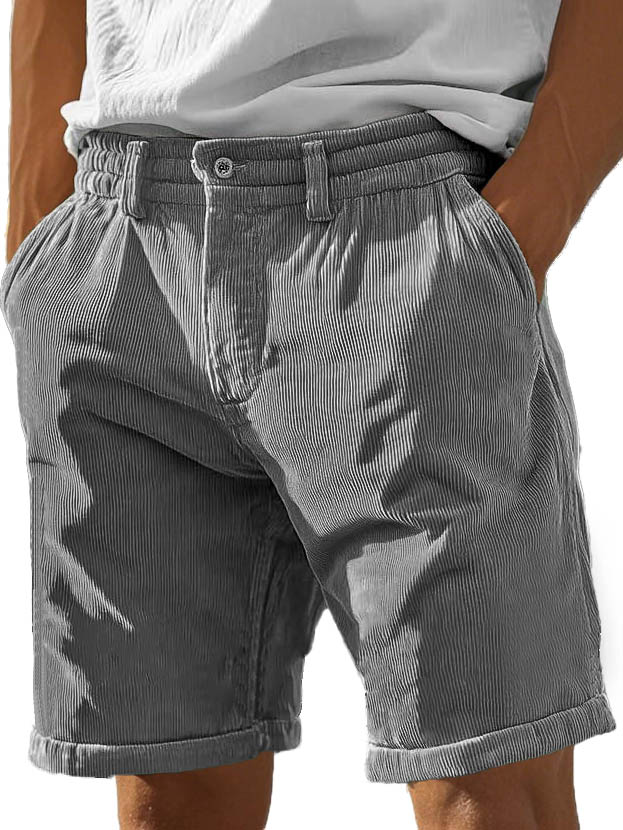 Men's Fashion Casual Corduroy Pocket Lace-up Shorts