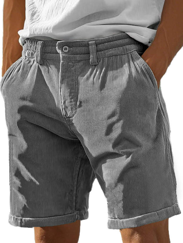 Men's Fashion Casual Corduroy Pocket Lace-up Shorts