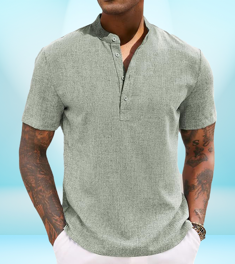 Men's Casual Henley Collar Short Sleeve Shirt – Lightweight Summer Beach Shirt (S–3XL)