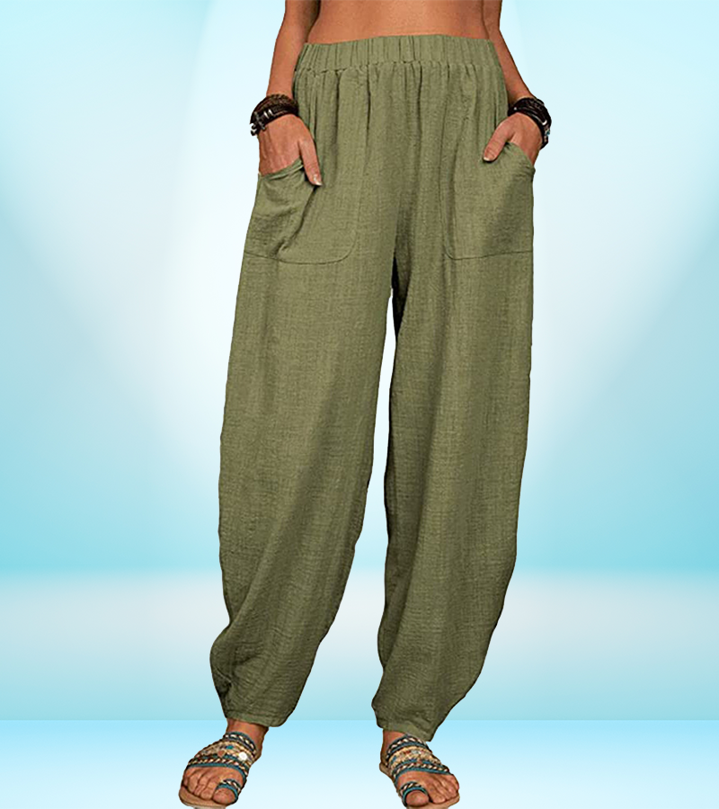 Women's Casual Cotton Linen Pants – Loose Fit, Breathable, with Pockets | Summer Lounge Trousers