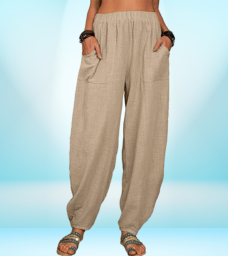 Women's Casual Cotton Linen Pants – Loose Fit, Breathable, with Pockets | Summer Lounge Trousers