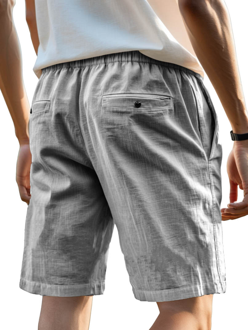 Men's Fashion Casual Retro Hemp Fabric Pocket Shorts