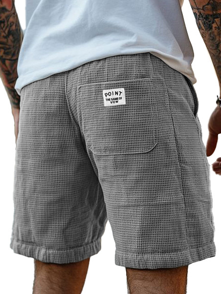 Men's Fashion Casual Waffle Fabric Logo Embroidered Shorts