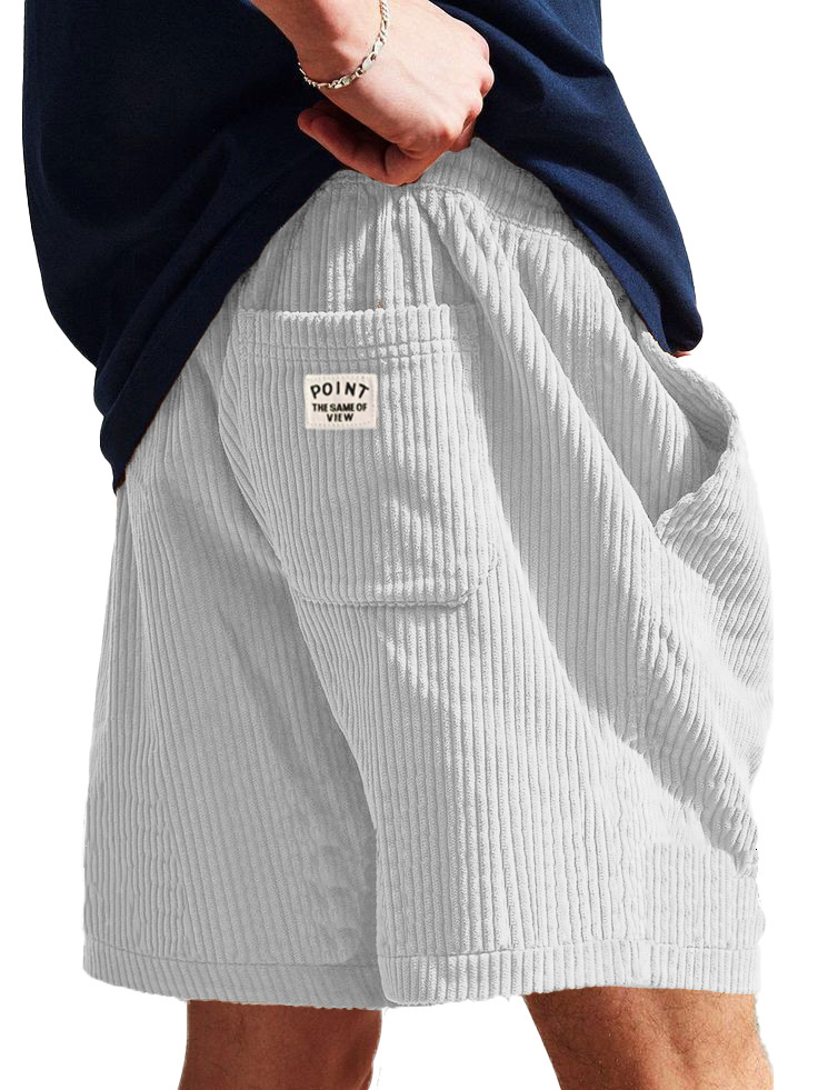 Men's Fashion Casual Corduroy Logo Embroidered Shorts