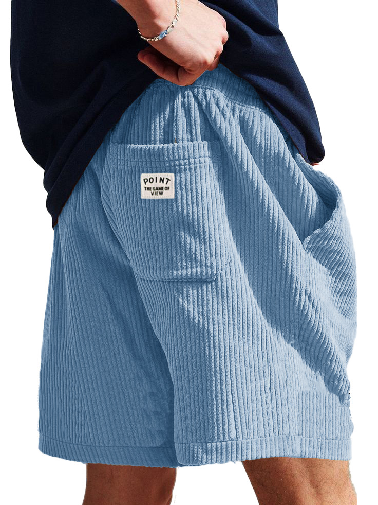 Men's Fashion Casual Corduroy Logo Embroidered Shorts