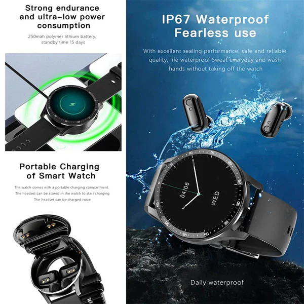 Multi-Function Bluetooth Smartwatch with Earbuds