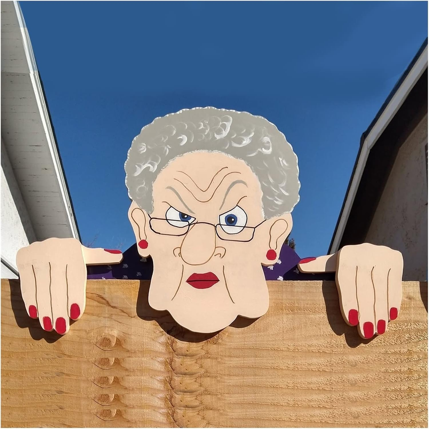 Nosy Old Man and Old Lady Fence Decorations