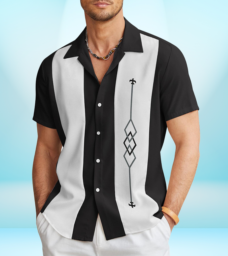 Men's Retro Contrast Short Sleeve Shirt – Lightweight, Modern, Summer Ready
