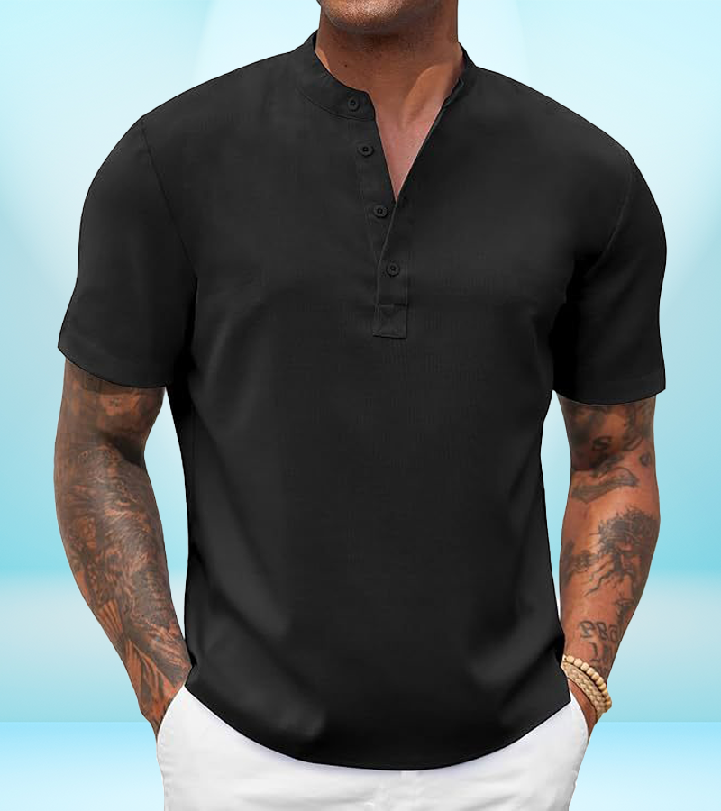 Men's Casual Henley Collar Short Sleeve Shirt – Lightweight Summer Beach Shirt (S–3XL)