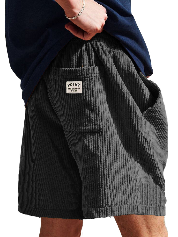 Men's Fashion Casual Corduroy Logo Embroidered Shorts