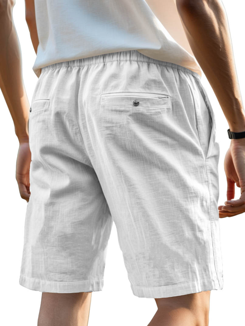 Men's Fashion Casual Retro Hemp Fabric Pocket Shorts