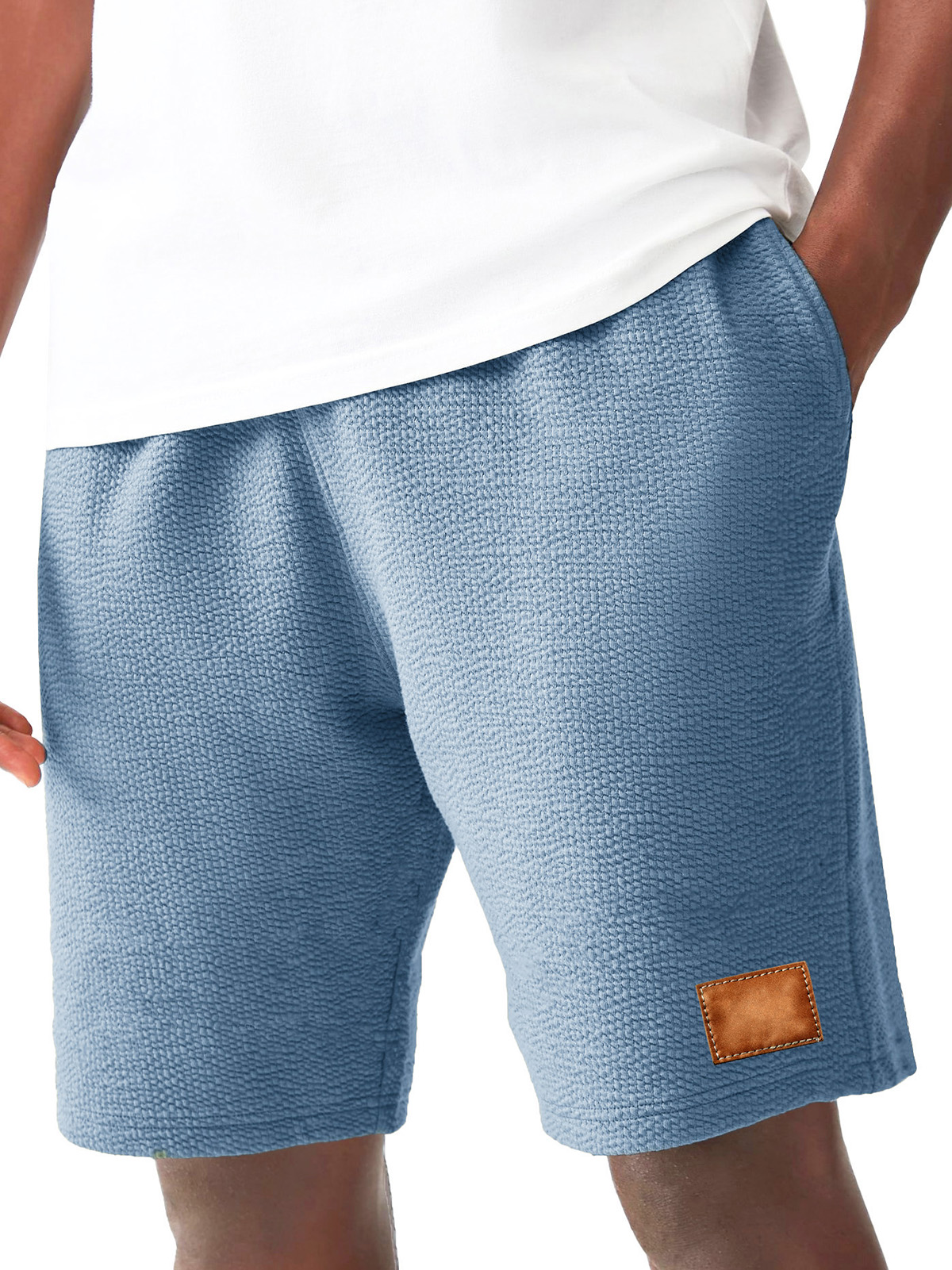 Men's Fashion Hawaiian Casual Embroidered Pleated Fabric Pocket Shorts