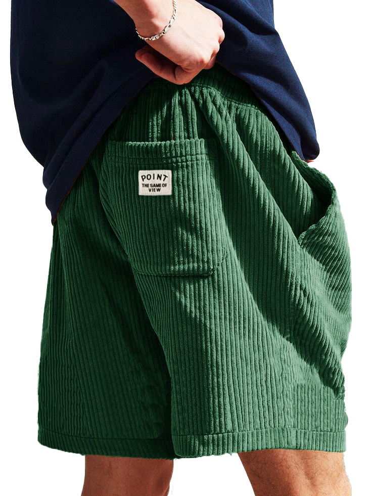 Men's Fashion Casual Corduroy Logo Embroidered Shorts